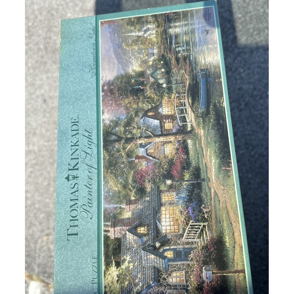 Thomas Kinkade Painter of Light 700 Piece Puzzle Hometown Lake 34"x12" SEALED - Picture 6 of 7